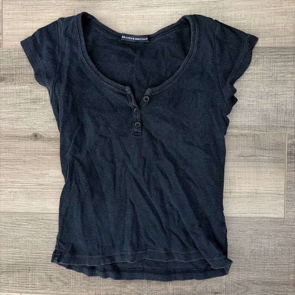Brandy Melville Navy Short Sleeve Top